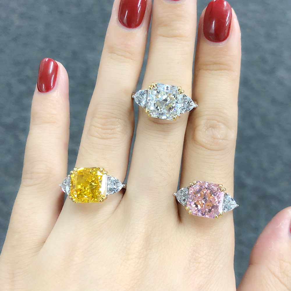 Synthetic High Carbon Diamond Ring S925 Silver