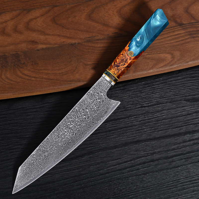 Lightweight Chef's Knife With Wood Resin Handle