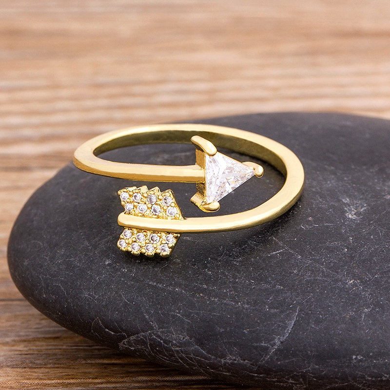 European and American Diamond Heart Shaped Bow and Arrow Ring