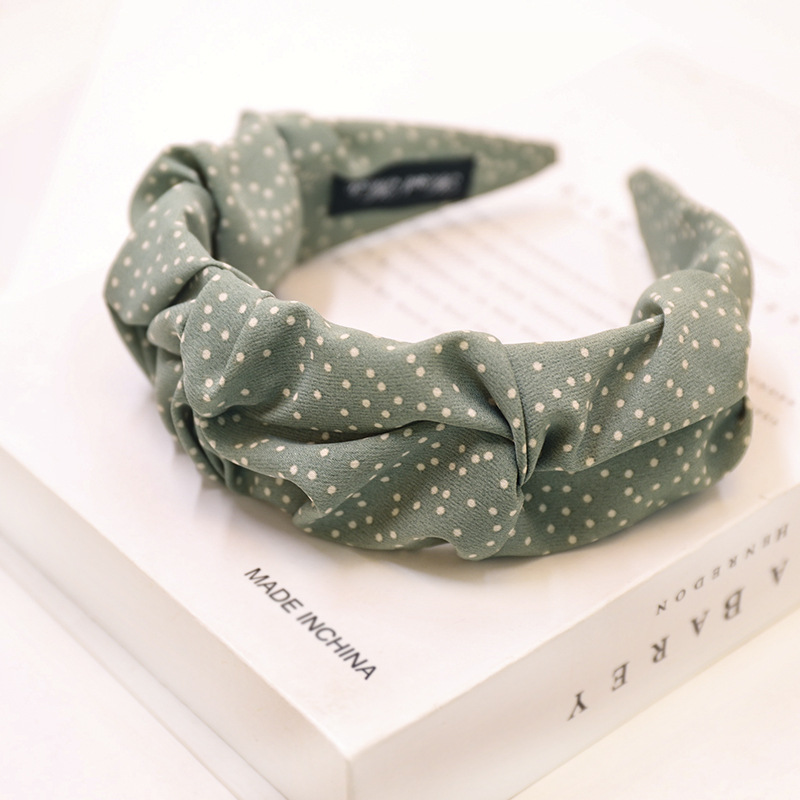 Polka Dot Headband Hair Accessories Simple Polka Dot Folds Wide Brim Headband Green - Shop at LoveMi