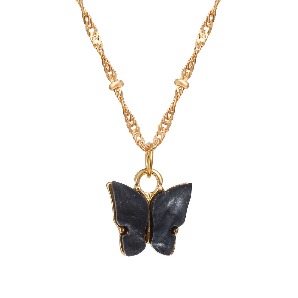 Sweet Acrylic Butterfly Pendant Necklace Simple And Sweet Beauty Style Female Clavicle Chain