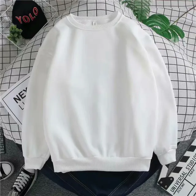 Plus Velvet Port Style Solid Color Sweater White - Shop at LoveMi