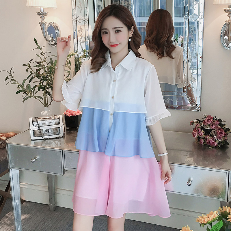 Gentle Wind ins Chiffon Cake Shirt Maternity Dress