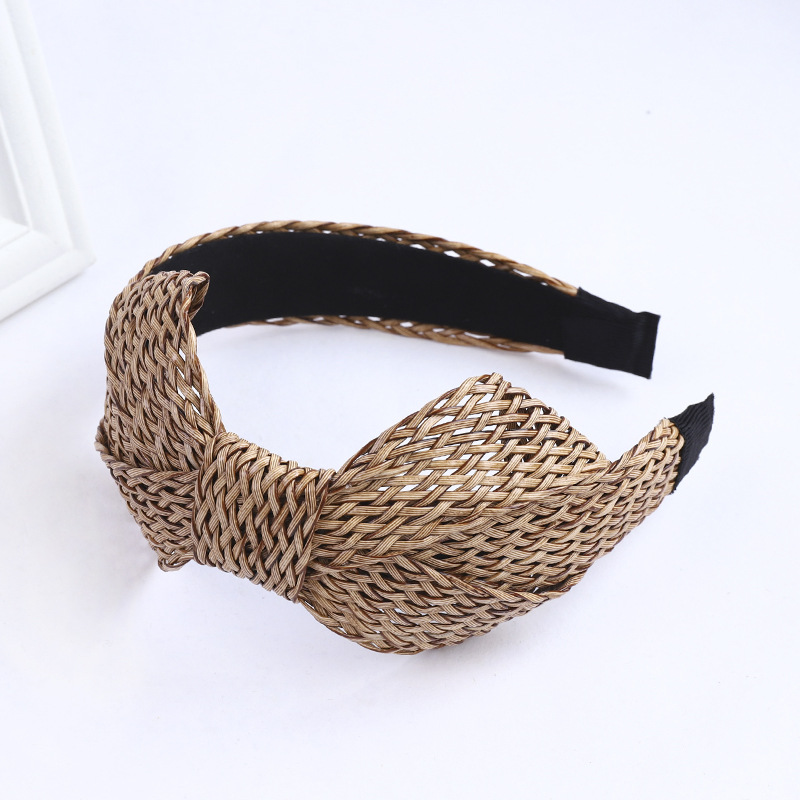 Grass Braided Hair Band Wild Hairpin Fashion Bow Headband Deep Coffee - Shop at LoveMi