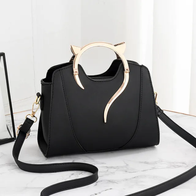 Fashion PU Leather Lady Handbag Messenger Bag Black - Shop at LoveMi