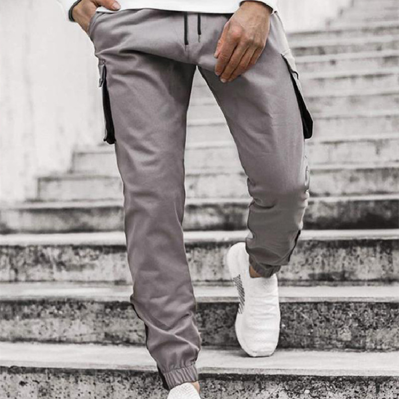 Men's Casual Thin Fashion Multi - pocket Tie - leg Cargo Pants