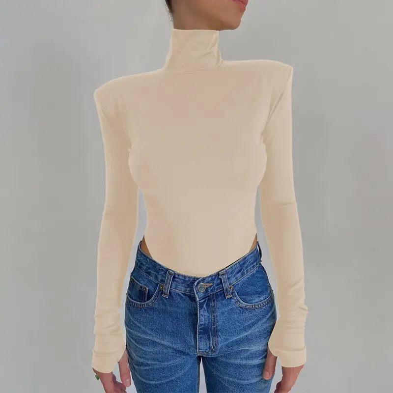 Sexy Back Long Sleeve High Neck Jumpsuit