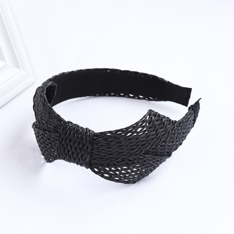 Grass Braided Hair Band Wild Hairpin Fashion Bow Headband Black - Shop at LoveMi
