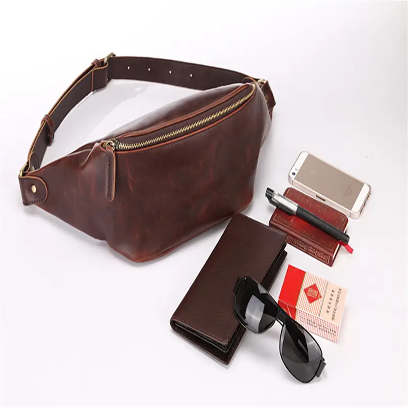 Retro Men's Waist Bag Crazy Horse PU