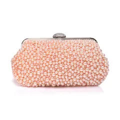 Ladies Handmade Beaded Luxury Banquet Clutch - Pink - View 1