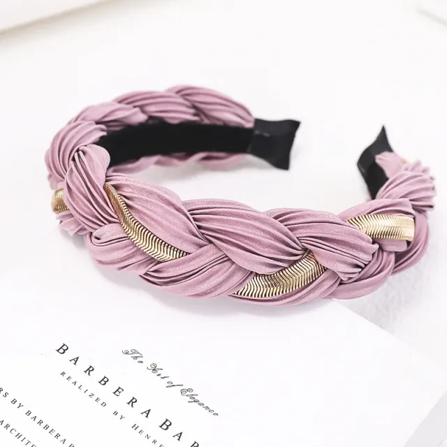 European And American Twist Braid Metal Chain Headband Pink - Shop at LoveMi