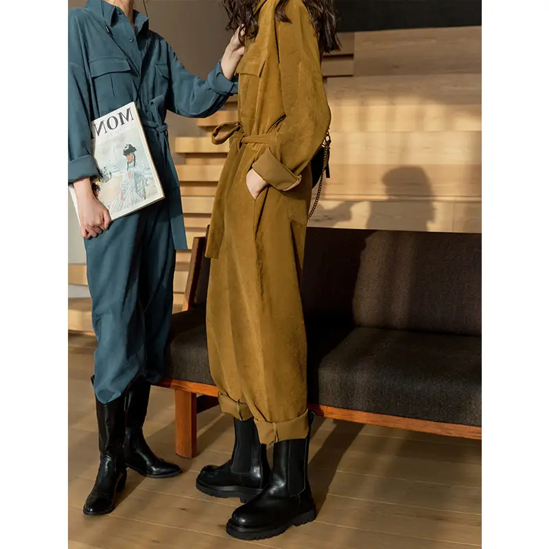 Solid Color Fashion High-waist Straight-leg Jumpsuit
