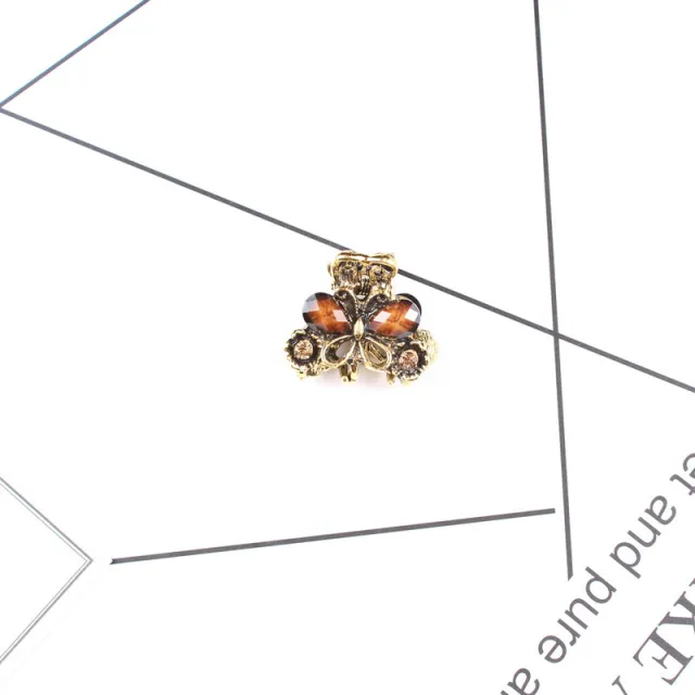 Antique Bronze Diamond and Gemstone Butterfly Grab Clip Hairpin Coffee - Shop at LoveMi