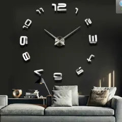 Oversized Acrylic Wall Clock Living Room Modern Art Wall Clock Mirror Clock - Black - View 1