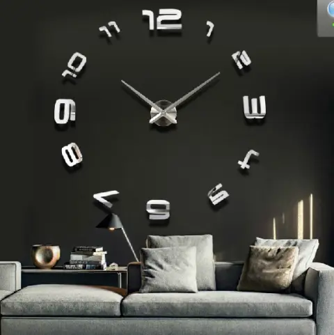 Oversized Acrylic Wall Clock Living Room Modern Art Mirror