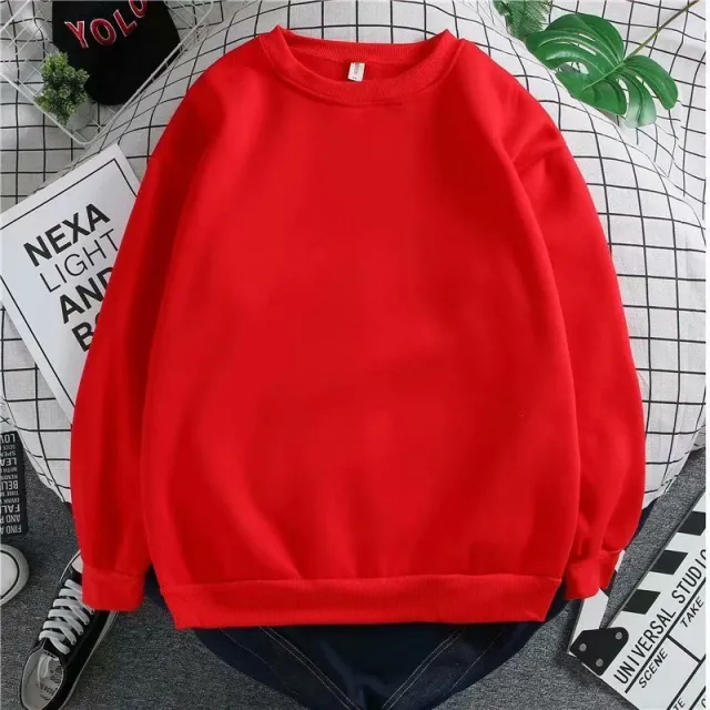 Plus Velvet Port Style Solid Color Sweater Red - Shop at LoveMi