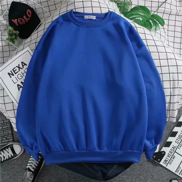 Plus Velvet Port Style Solid Color Sweater Blue - Shop at LoveMi