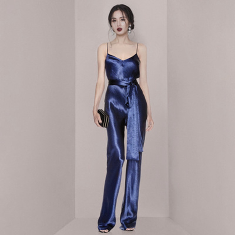 Satin High-Waisted Suspender Jumpsuit, picture 4 of 5