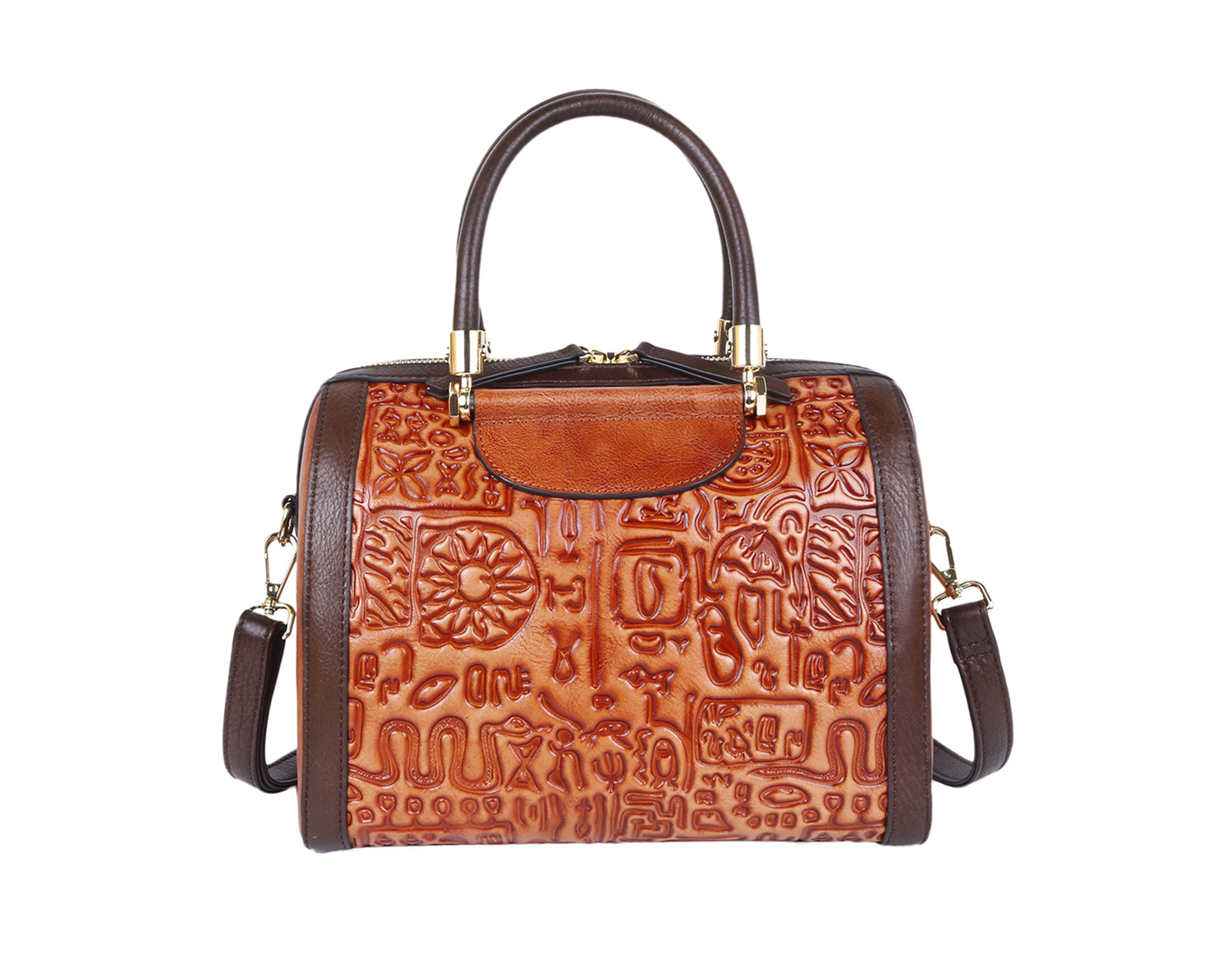 Retro Three-dimensional First Layer Cowhide Shoulder Handbag