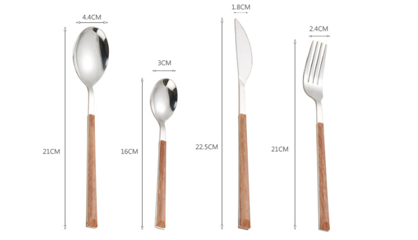 Stainless Steel Imitation Wooden Handle Cutlery Set