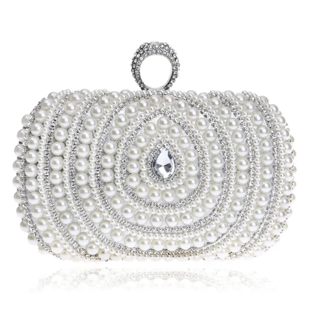 Pearl Clutch Women's European And American Fashion Banquet Clutch Silver - Shop at LoveMi