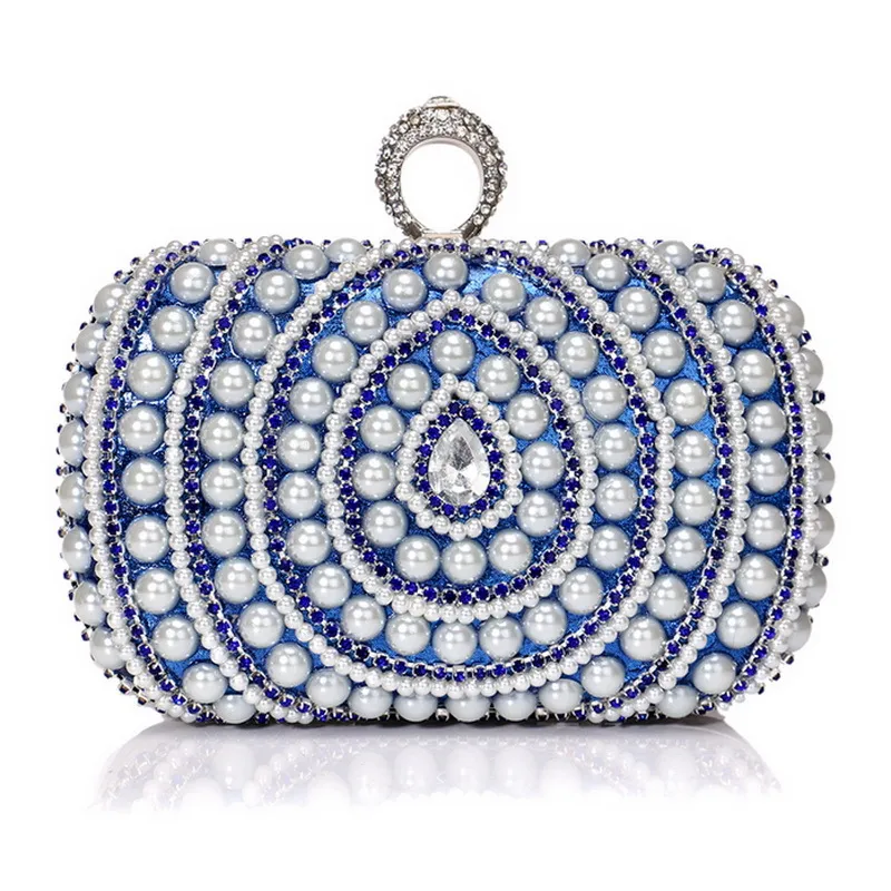 Pearl Clutch Women's European And American Fashion Banquet Clutch - Blue
