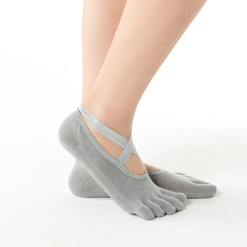 Silicone Anti Slip Five Finger Socks - Grey