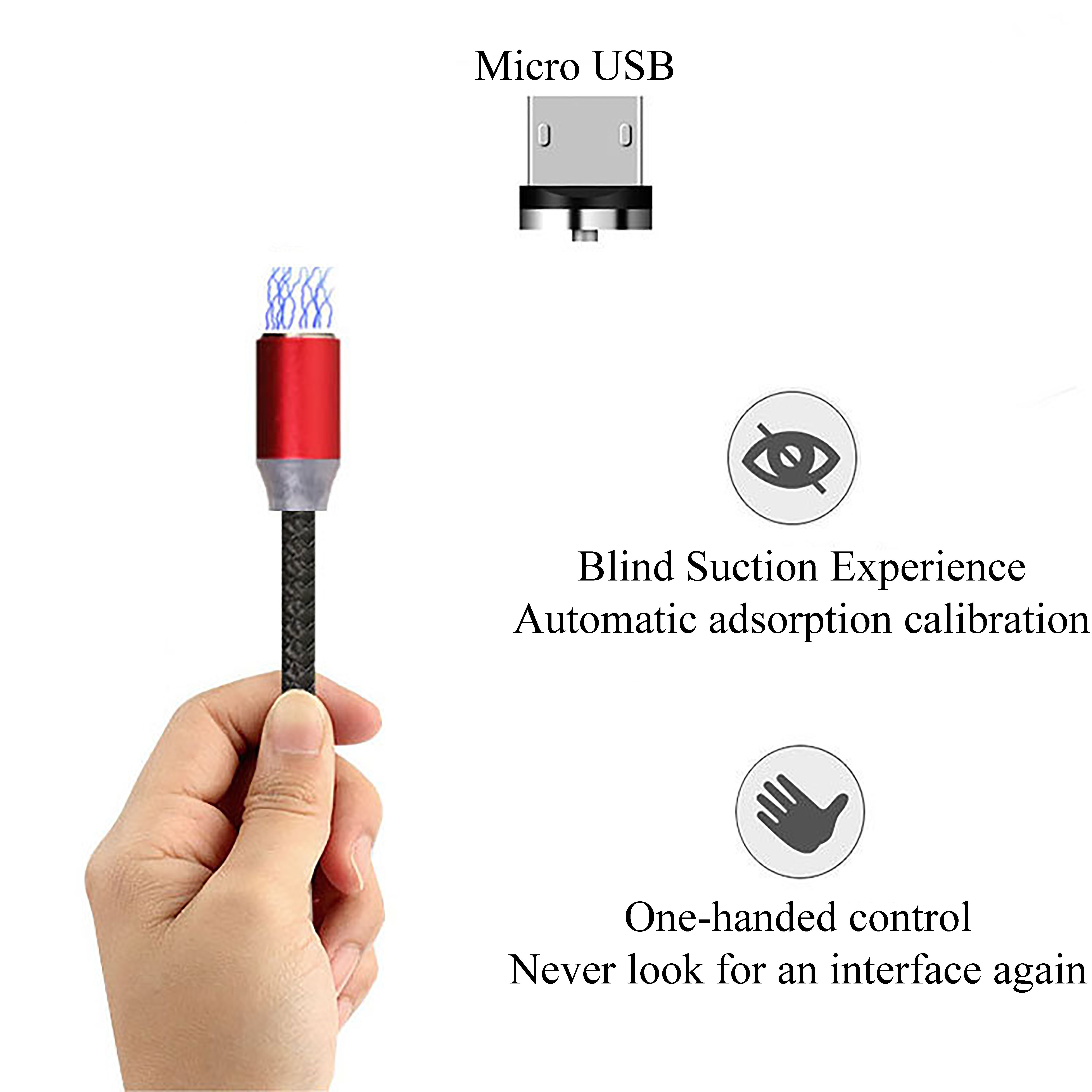 Android Type c Three-in-One Magnetic Suction Head Charging Cable - Image 4