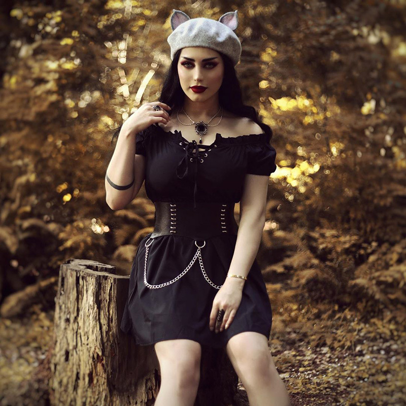 One Shoulder Stretch Sexy Little Black Dress Strap Retro