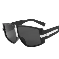 Large Square Frame Sunglasses Personality Sports Style - Black - View 1