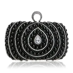 Pearl Clutch Women's European And American Fashion Banquet Clutch - Black - View 1