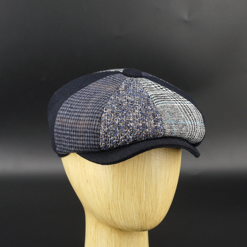 Octagonal Hat Lady Retro Newsboy Hat English Quilted Cap