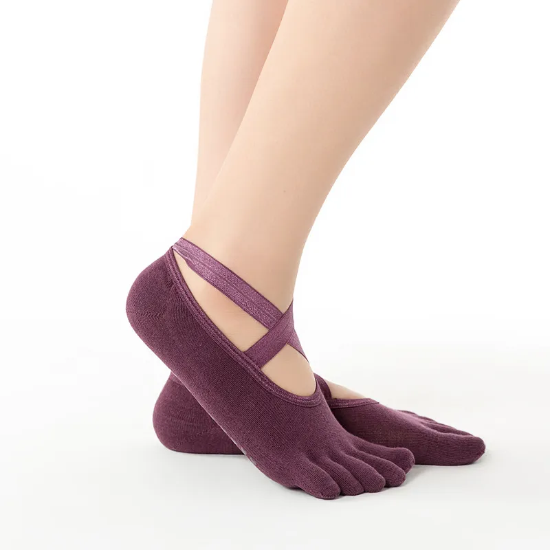 Silicone Anti Slip Five Finger Socks - Red