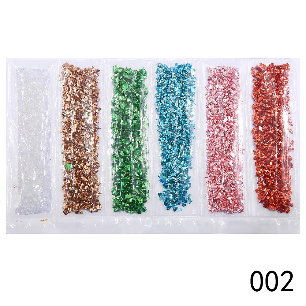 Nail Supplies, Diamond Glass Fragments, Gold And Silver Broken Glass Nails - 002Style