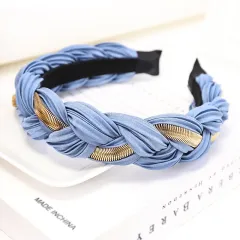 European And American Twist Braid Metal Chain Headband - The Blue - View 1