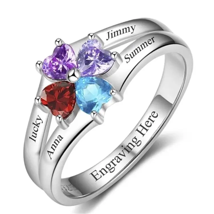 Lovers Rings Silver Female and Male Pair Gift Lettering