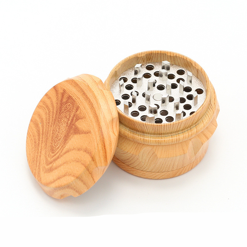 New Wood Grain Drum Smoke Grinder 63mm52mm40mm Zinc Alloy