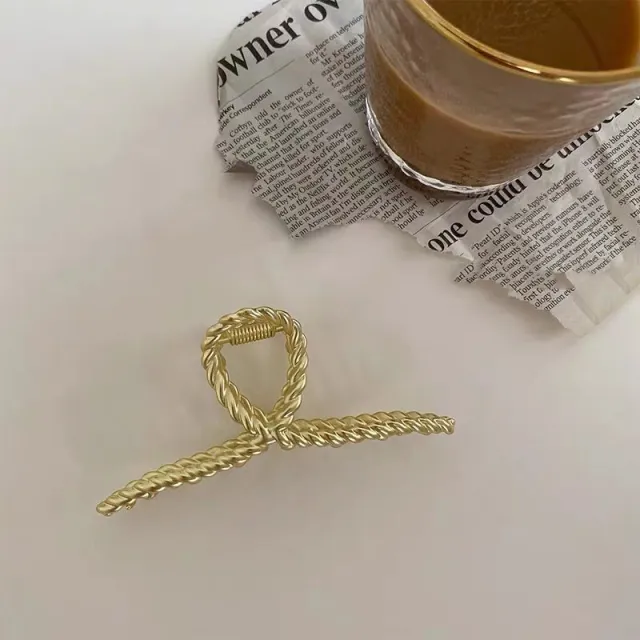 Matte Metal Large Cross Grip Simple Ponytail Hair Grip Gold - Shop at LoveMi