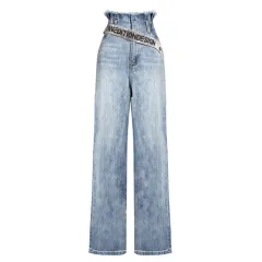 New Korean Ladies Rhinestone Letter Belt High Waist Big Long Legs - Blue - View 1