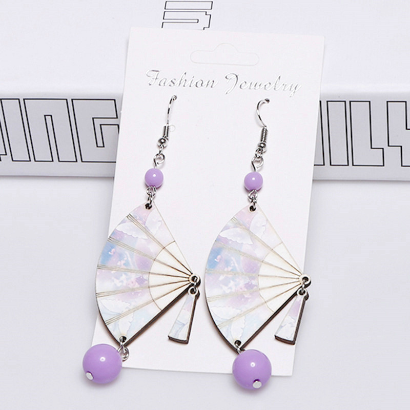 Hefeng Series Personalized Wood Fan Earrings