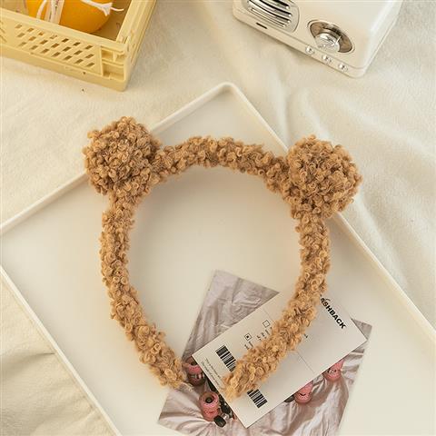 Korean Hair Ball Headband Plush Headband Cute Hair Accessories Net Red Headwear Light Brown - Shop at LoveMi