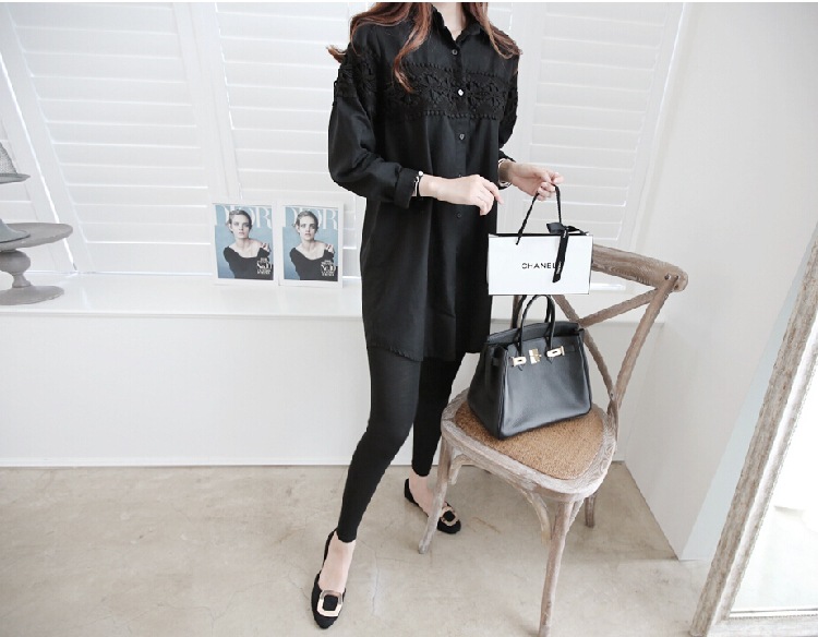 Spring And Autumn New Lace Stitching Shirt