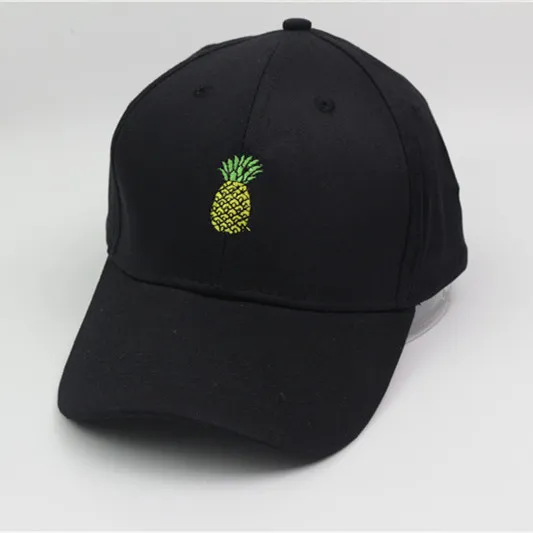 Fashion Unisex Pineapple Print Baseball Cap Snapback Adjustable Hip Hop Flat Hat Black - Shop at LoveMi