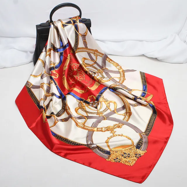 Imitation Silk Scarf Women Classic Belt Printing Red - Shop at LoveMi