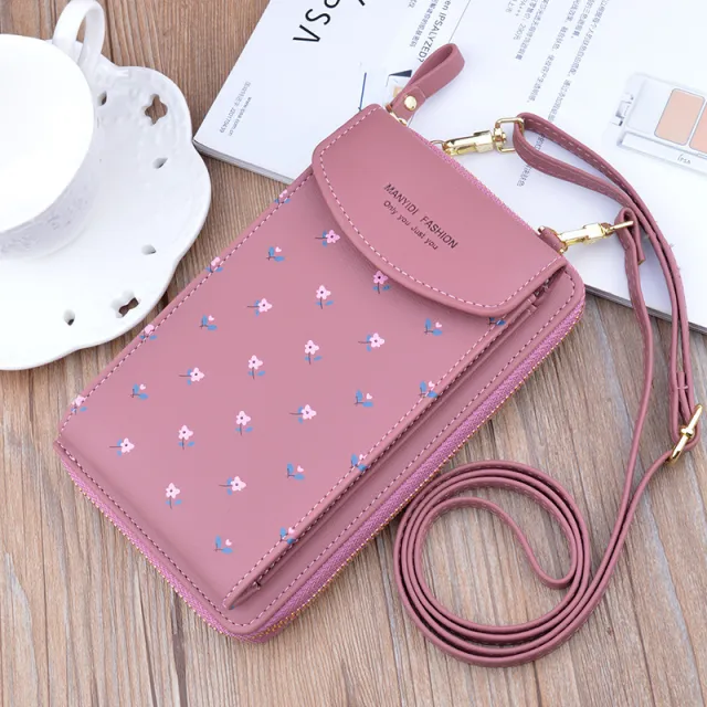 Soft Leather Printed Multifunctional Crossbody Shoulder Bag Pink - Shop at LoveMi