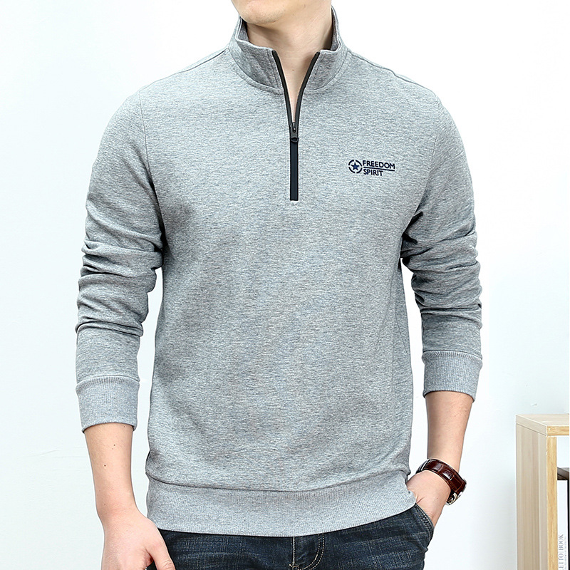 Stand-up Collar Sweater Men's Long-sleeved Loose Casual Cotton top Men's Autumn