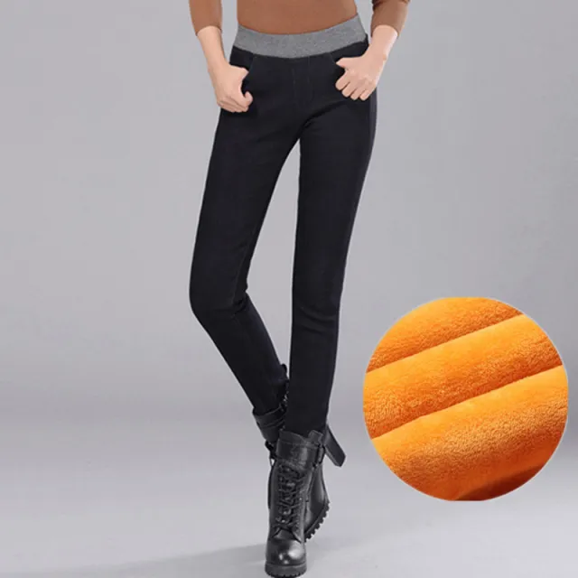 Plus Velvet Thick Jeans Women Trousers Plus Size Pencil Women Trousers Black Plush - Shop at LoveMi