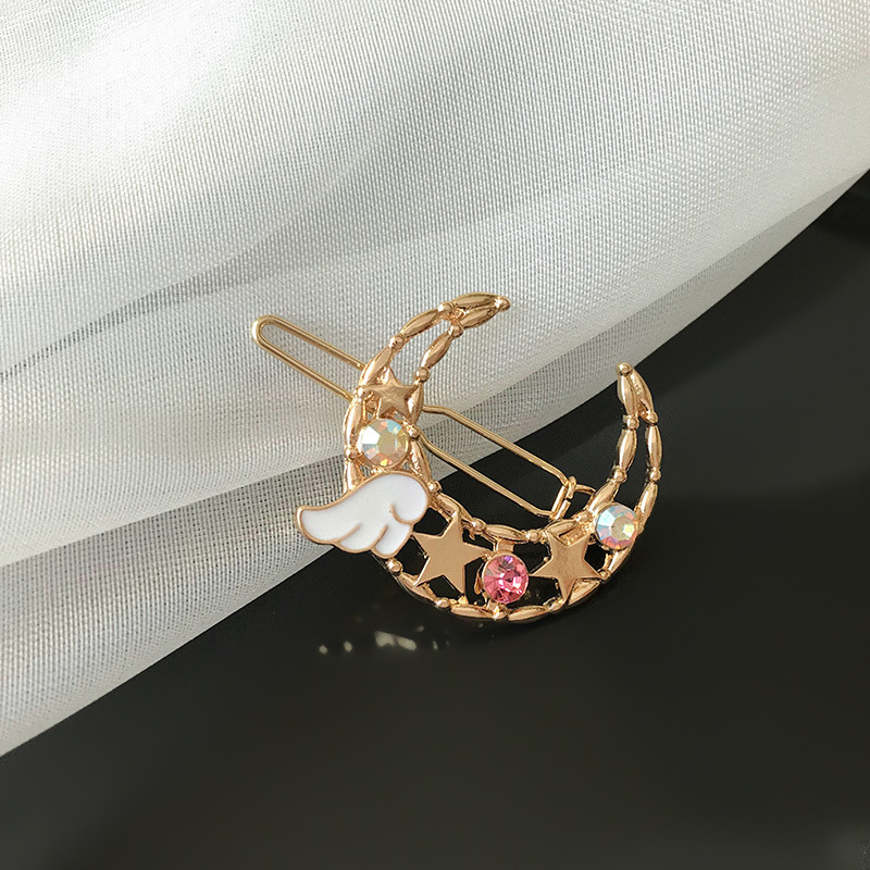 Japanese And Korean Simple Moon Wing Shape Hairpin Pink - Shop at LoveMi