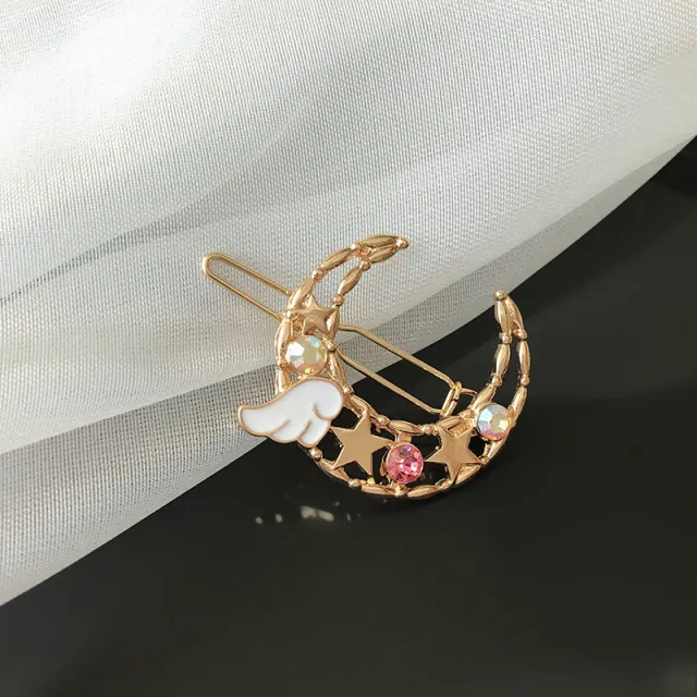 Japanese And Korean Simple Moon Wing Shape Hairpin Pink - Shop at LoveMi