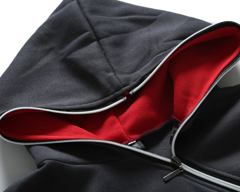 Men's Sweatshirt Contrast Color Hooded Pullover With Oblique Zip Oversized Jacket